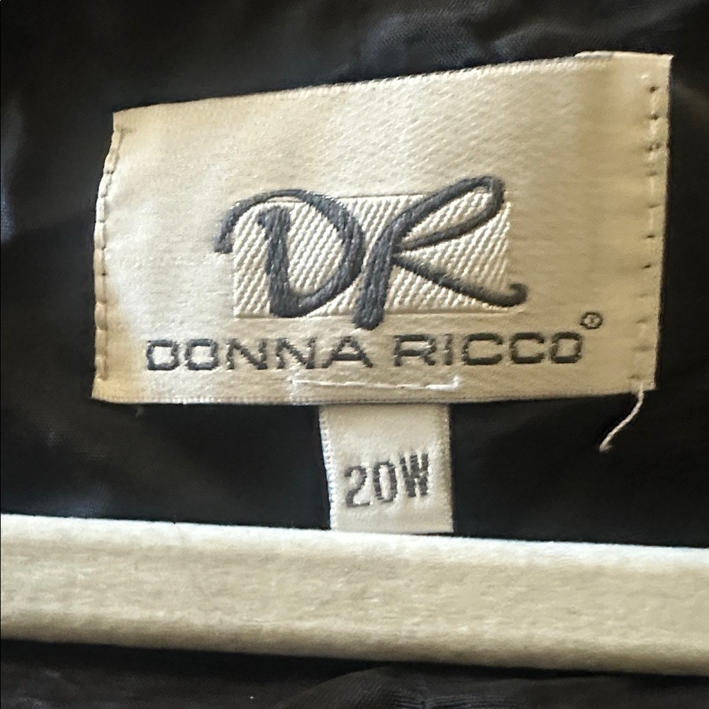 Donna Ricco lined  dress VTG Black Floral Bow tie Back 20W - Picture 7 of 7
